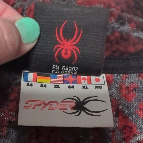 Vintage Spyder Men's Vest Fleece Red Black Web Full Zip Pockets Made USA Size XL - Picture 11 of 13